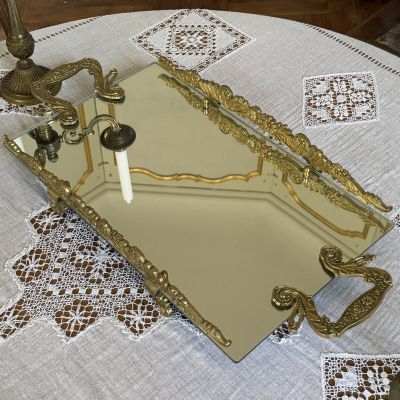 Поднос зеркало 63х31 см латунь 