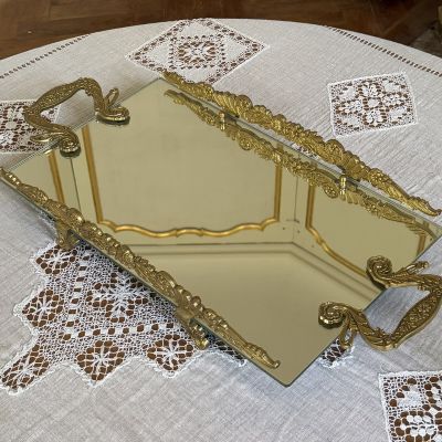 Поднос зеркало 63х31 см латунь 