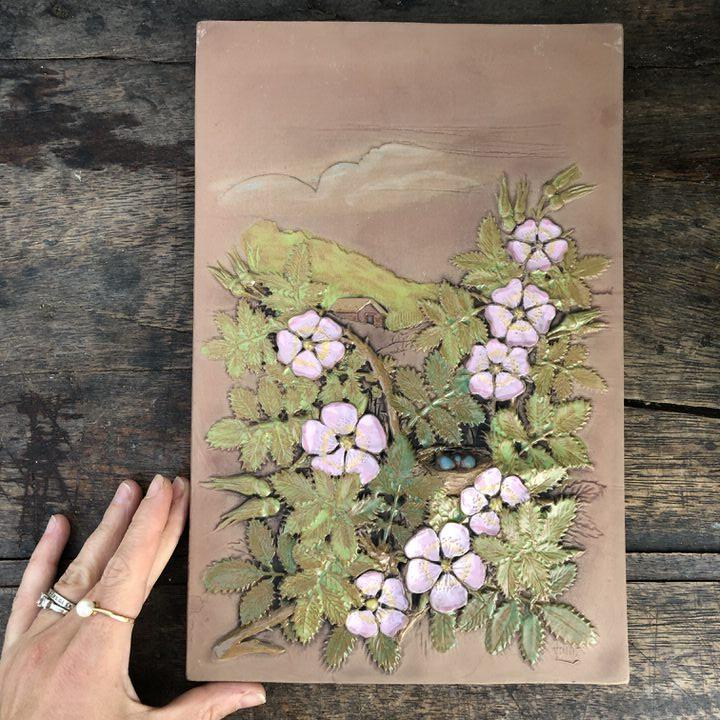 Изразец Розовые цветы 20Х29 см.