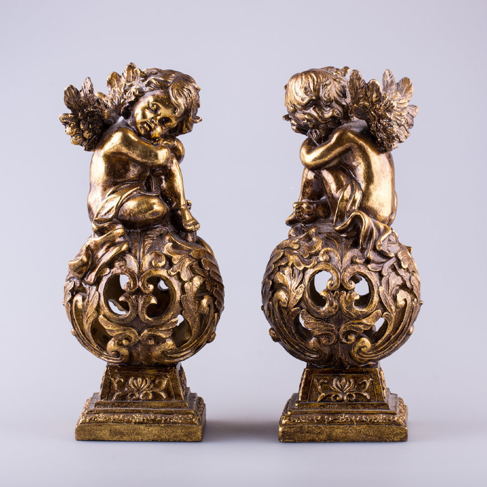 Каминная композиция Ангел на шару, алебастр