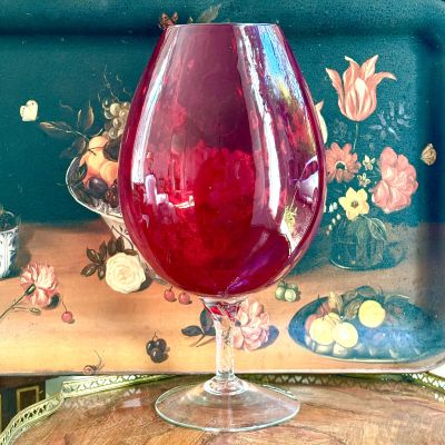 Ваза на ножке Бокал Мурано 27 см хрустальное стекло