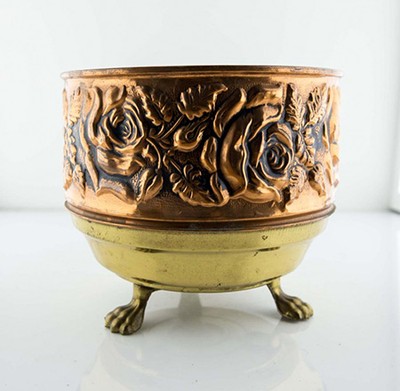 Кашпо на лапах "Розы" Англия медь латунь