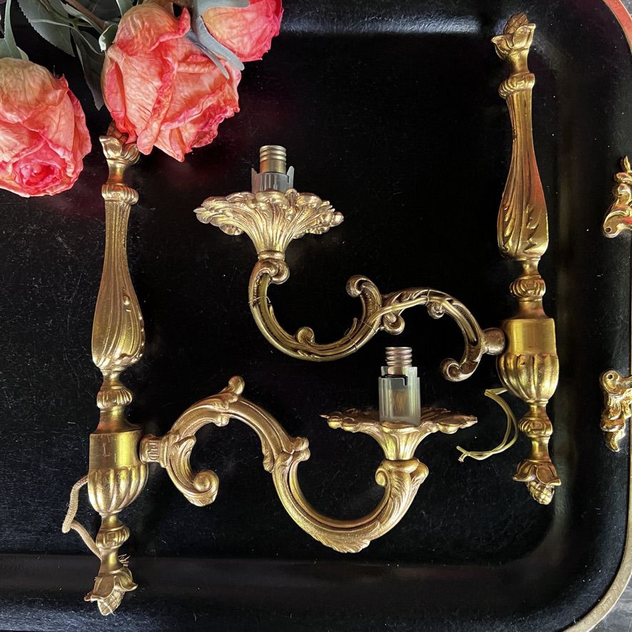 Бра настенное на 1 лампу 29 см латунь Франция