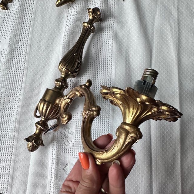 Бра настенное на 1 лампу 29 см латунь Франция