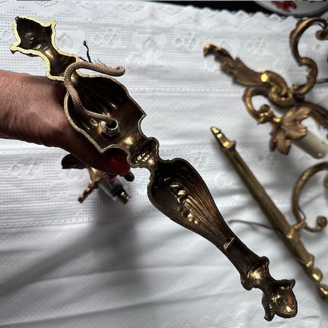 Бра настенное на 1 лампу 29 см латунь Франция