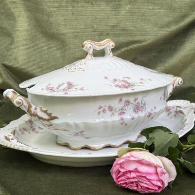 Террин на блюде Haviland Limoges 33 см фарфор Франция