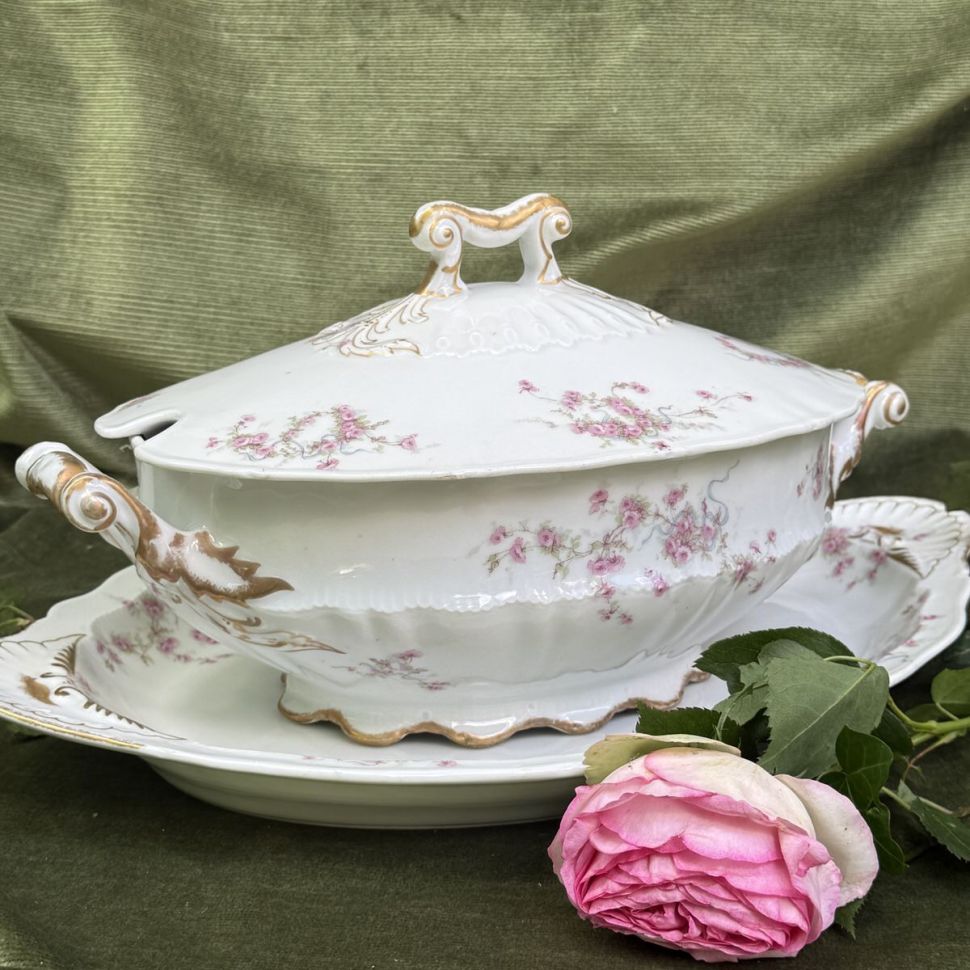 Террин на блюде Haviland Limoges 33 см фарфор Франция