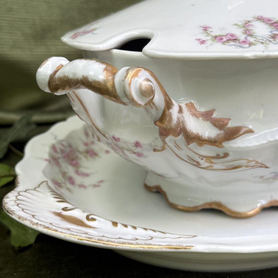 Террин на блюде Haviland Limoges 33 см фарфор Франция