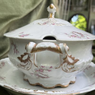 Террин на блюде Haviland Limoges 33 см фарфор Франция