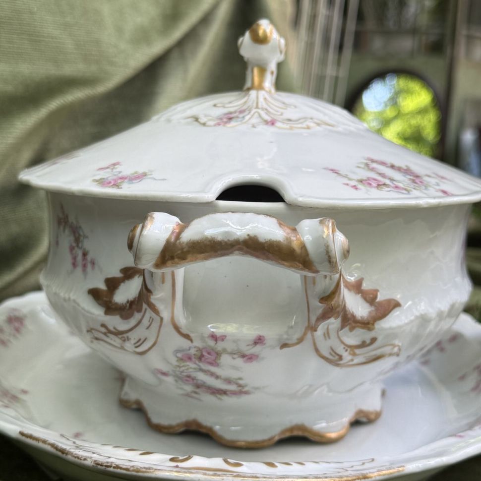 Террин на блюде Haviland Limoges 33 см фарфор Франция
