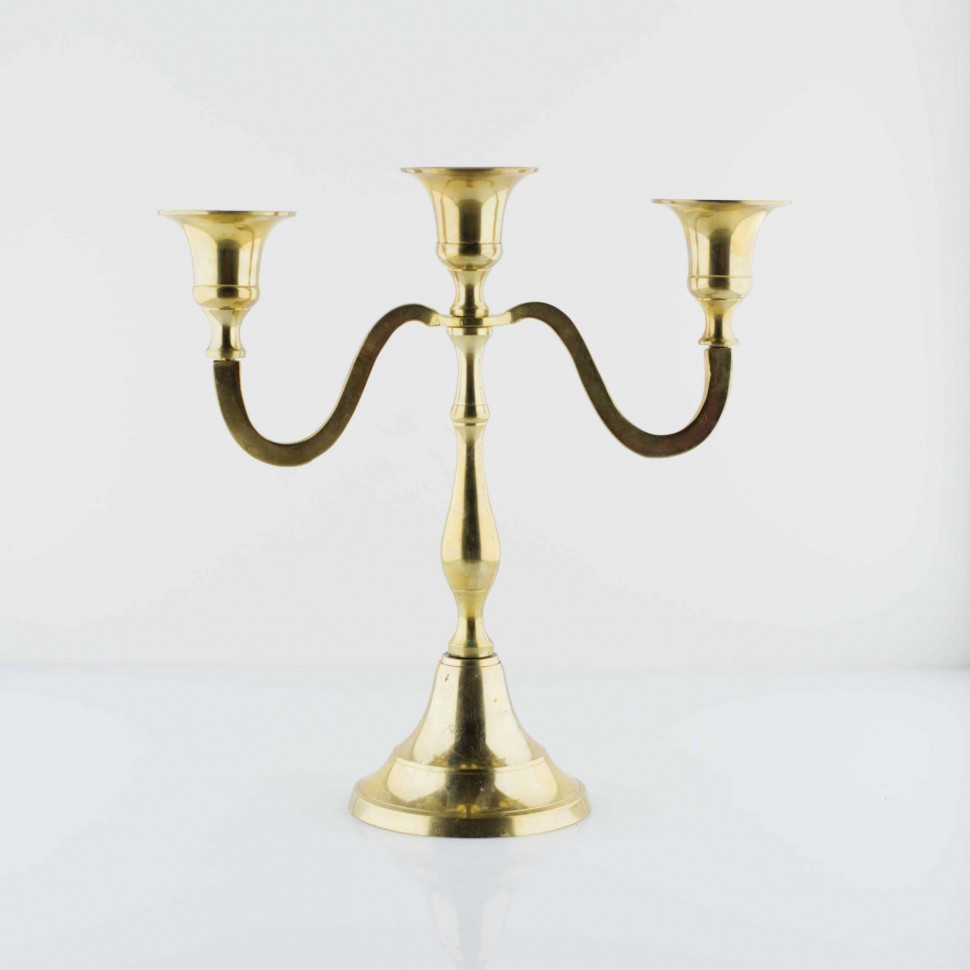 Подсвечник на три свечи, латунь.