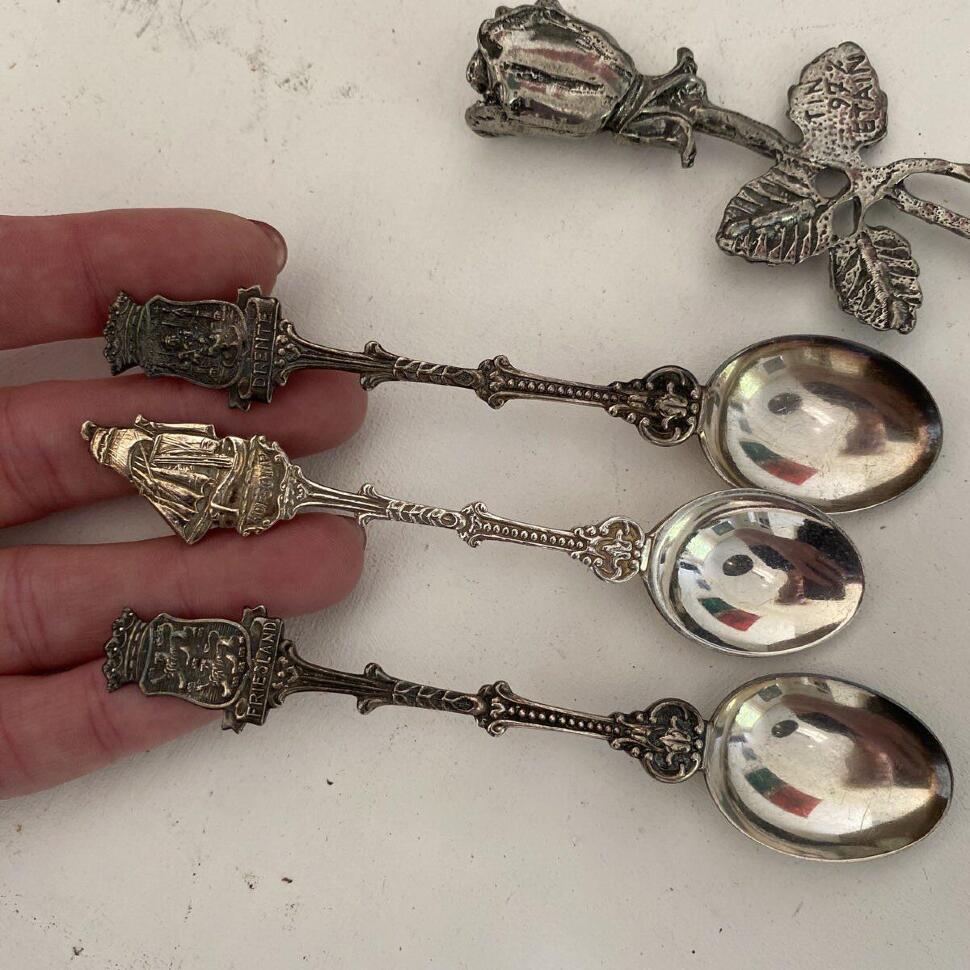 Ложка чайная 12 см набор 3 шт серебрение 90 разные