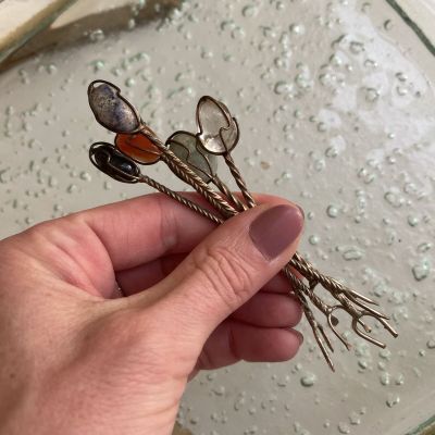 Шпажка с камнями 10 см набор 5 шт 