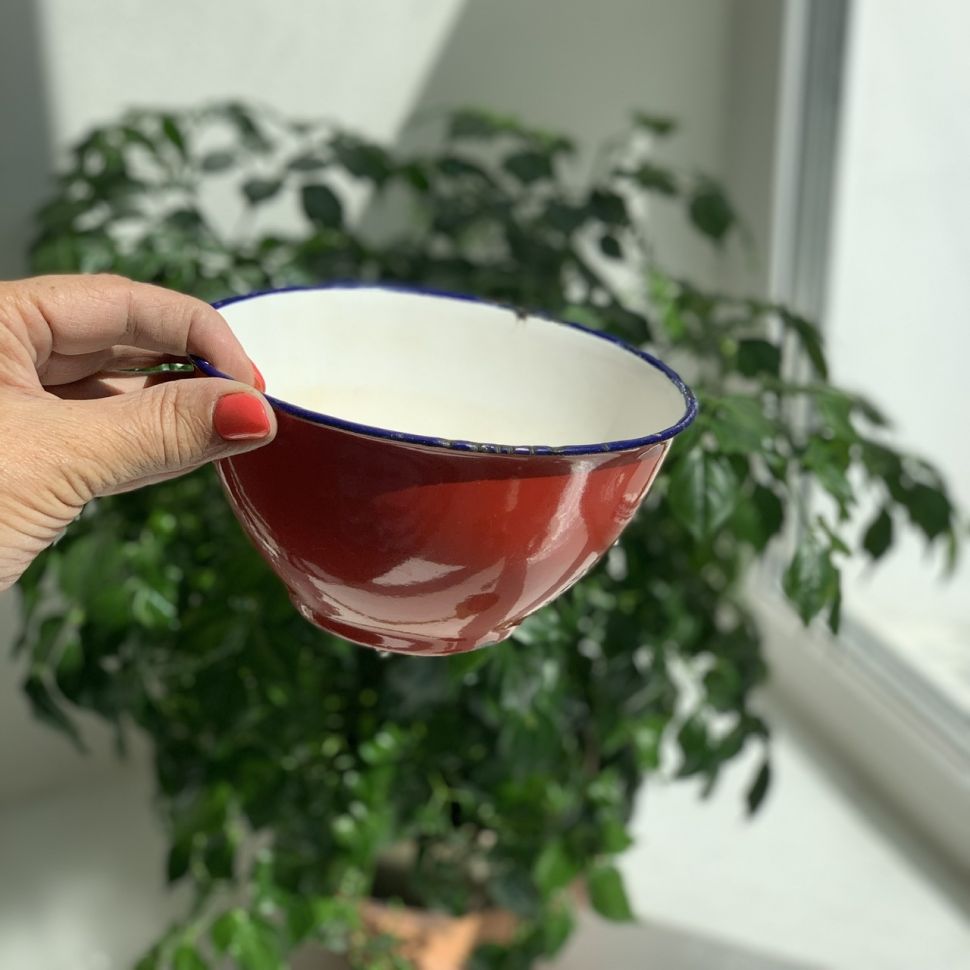 Миска эмалированная 15 см Красная