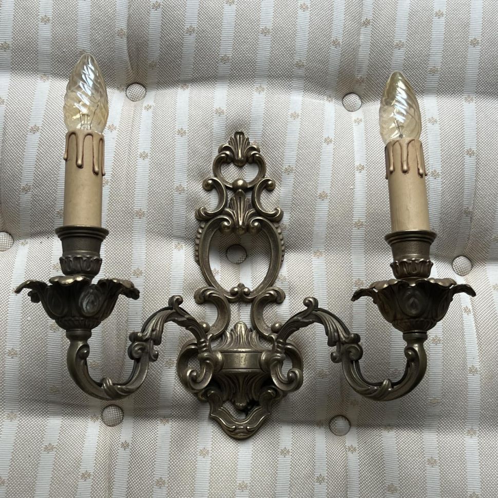 Бра настенное на 2 лампы 35 см бронза ренессанс Франция