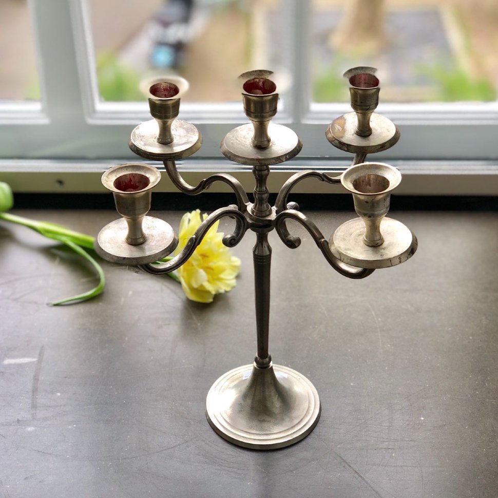 Подсвечник канделябр мельхиор разборный 