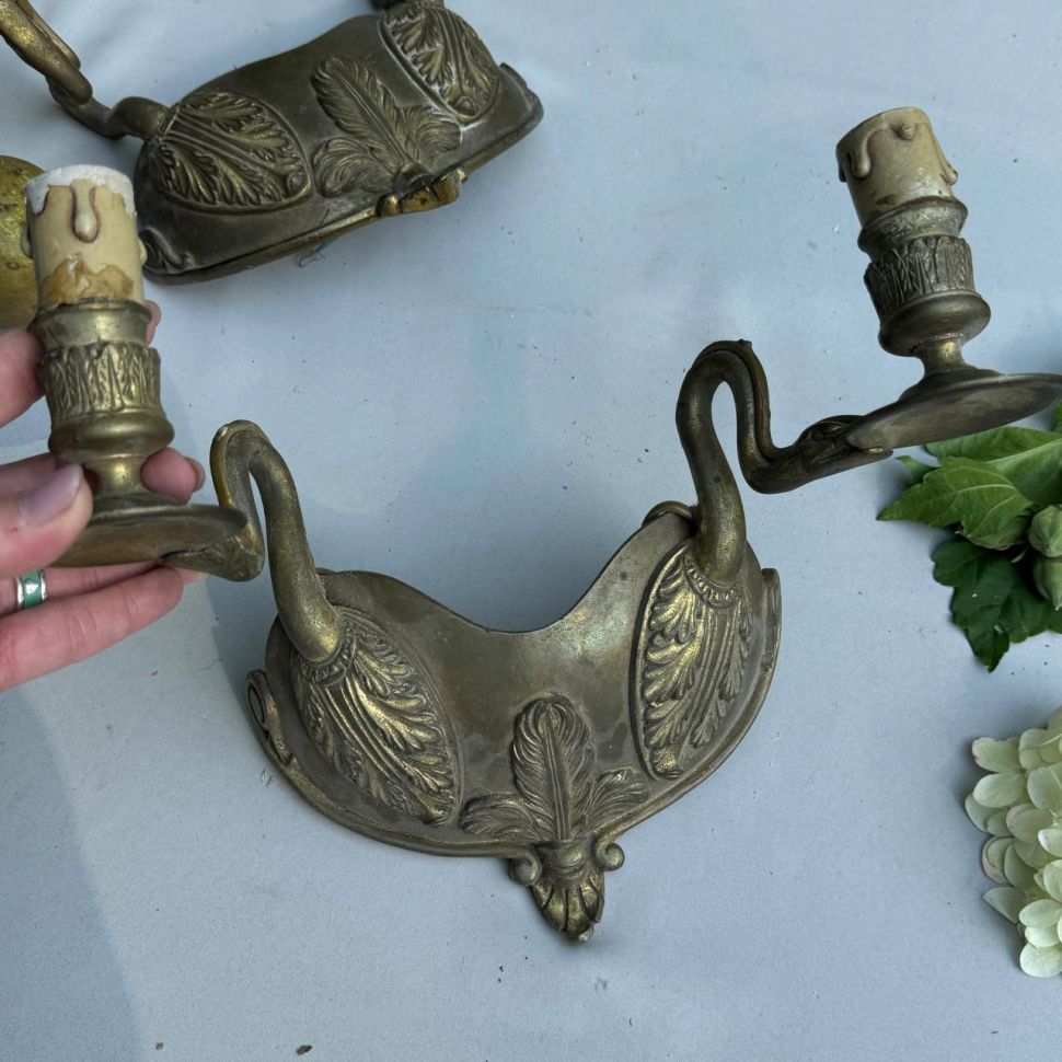 Бра настенное на 2 лампы 29 см бронза Франция     