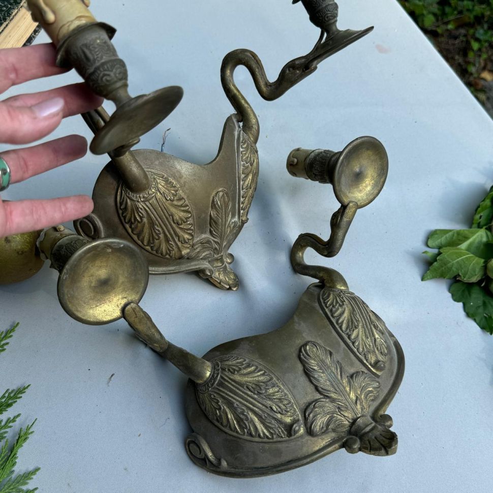 Бра настенное на 2 лампы 29 см бронза Франция     