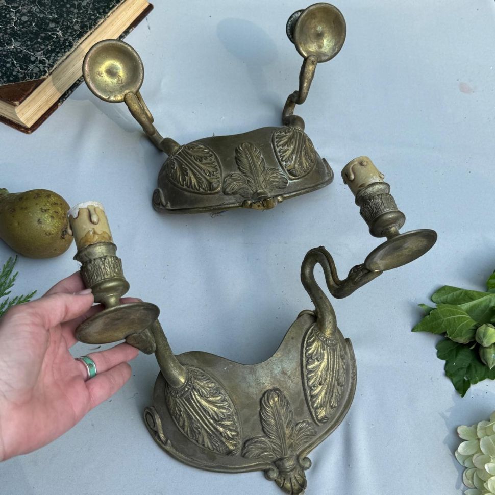 Бра настенное на 2 лампы 29 см бронза Франция     