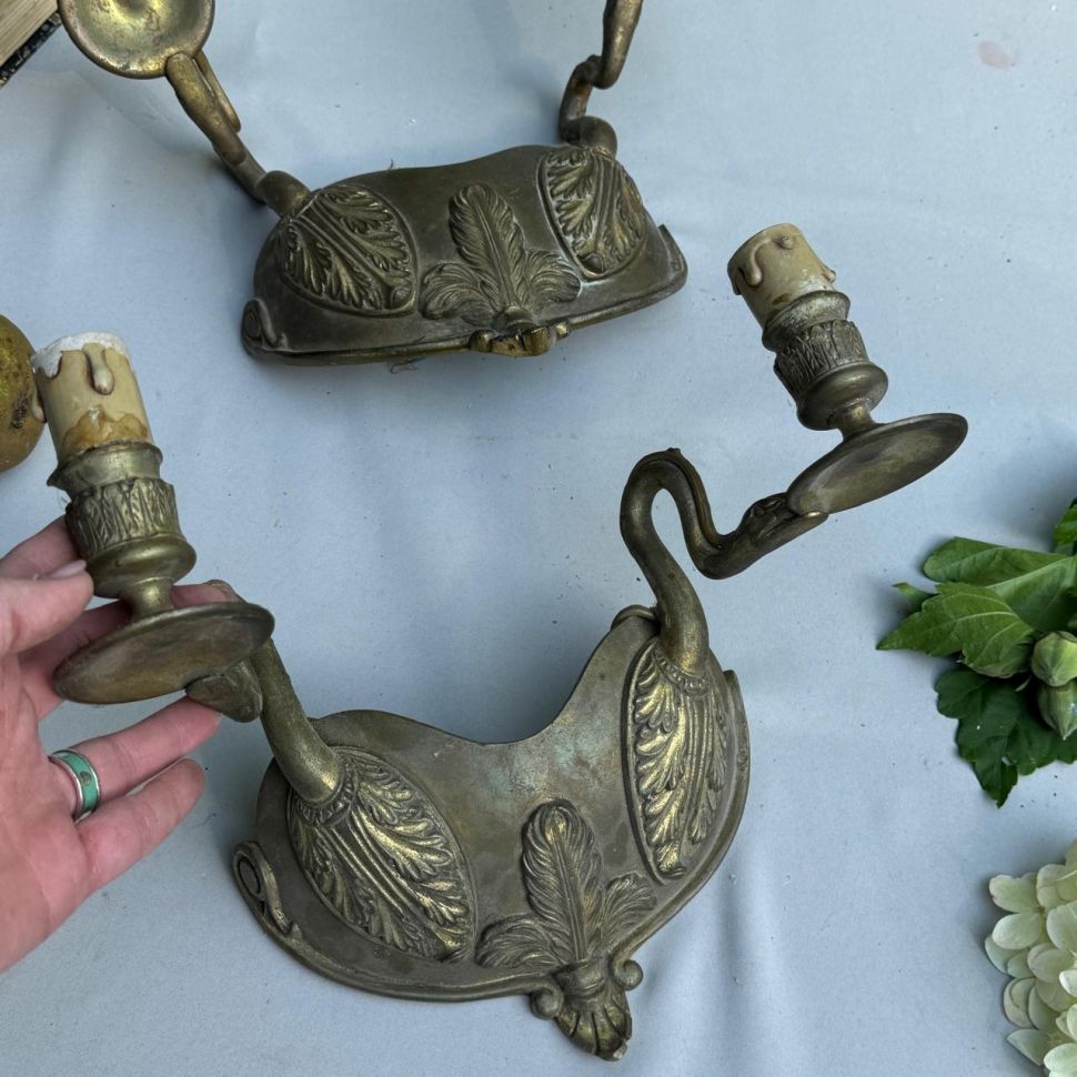 Бра настенное на 2 лампы 29 см бронза Франция     