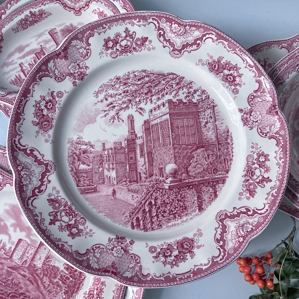 Блюдо Johnson Brothers Old Britain Castles 31 см Англия красный