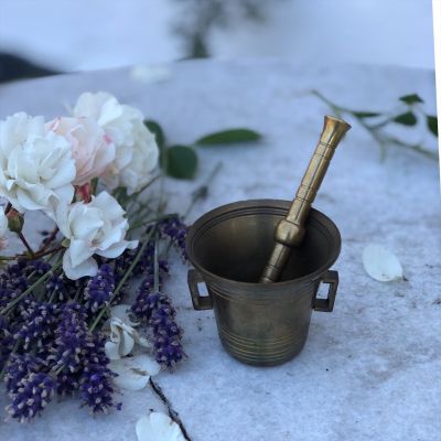 Ступка с ручками мини с пестиком латунь