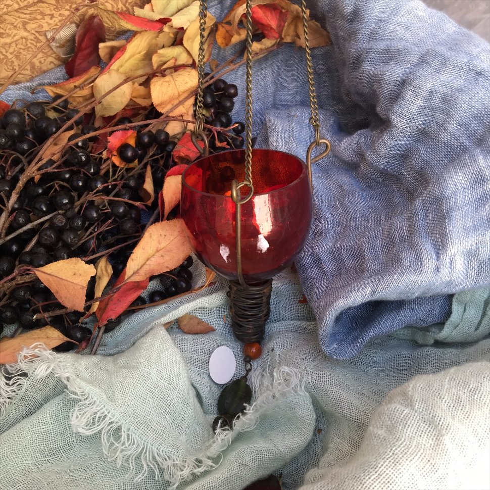 Подсвечник подвесной стекло и металл