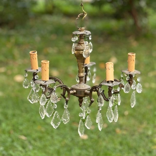 Люстра 5-ти рожковая 71 см латунь хрусталь