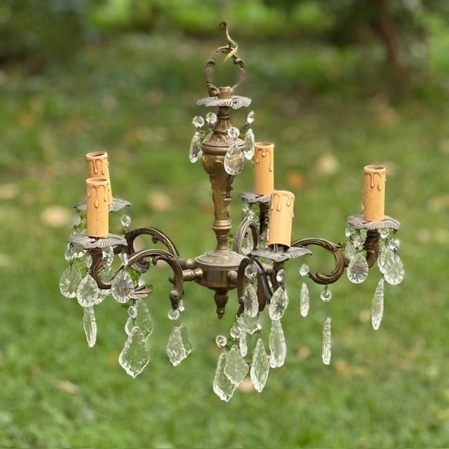 Люстра 5-ти рожковая 71 см латунь хрусталь