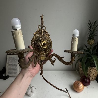 Бра настенное на 2 лампы 29 см бронза Франция 