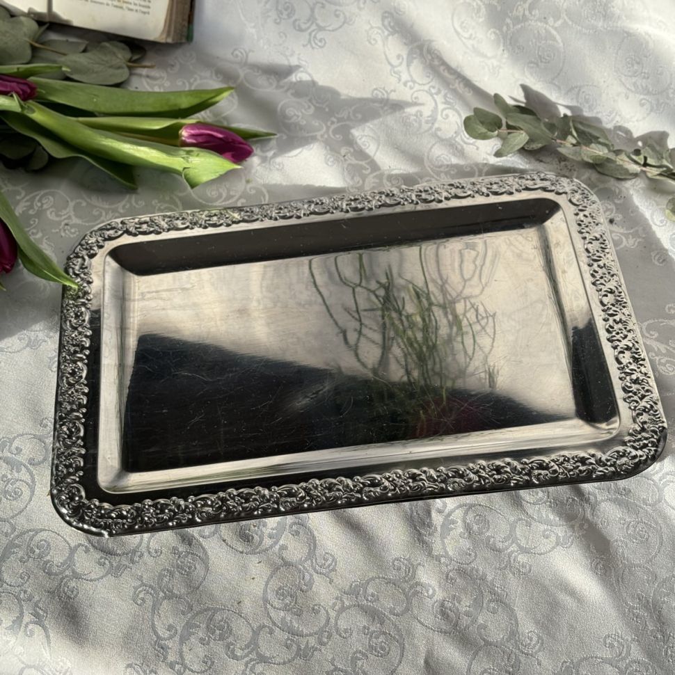 Поднос прямоугольный 25х36 см хромированная сталь