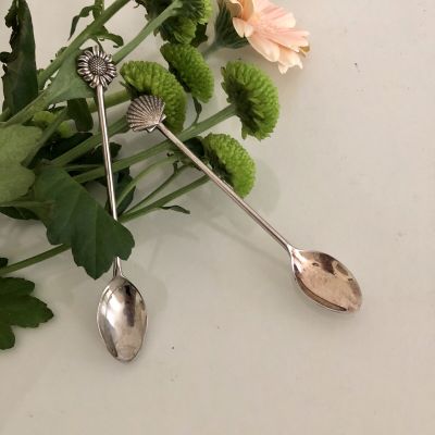 Ложка чайная Ромашка и ракушка, мельхиор, набор 2 шт.