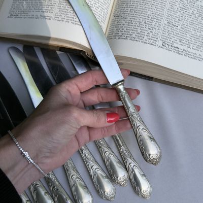 Нож столовый 24 см сталь мельхиор Франция