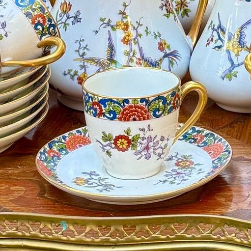 Кофейная пара Limoges MF 120 мл фарфор Франция конец 19 в.