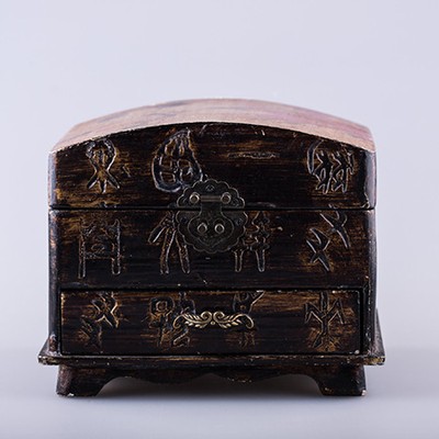 Шкатулка японская с росписью на крышке дерево