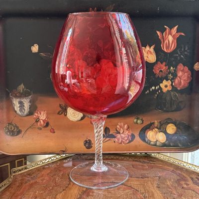 Ваза на ножке Бокал Мурано 28 см хрустальное стекло 