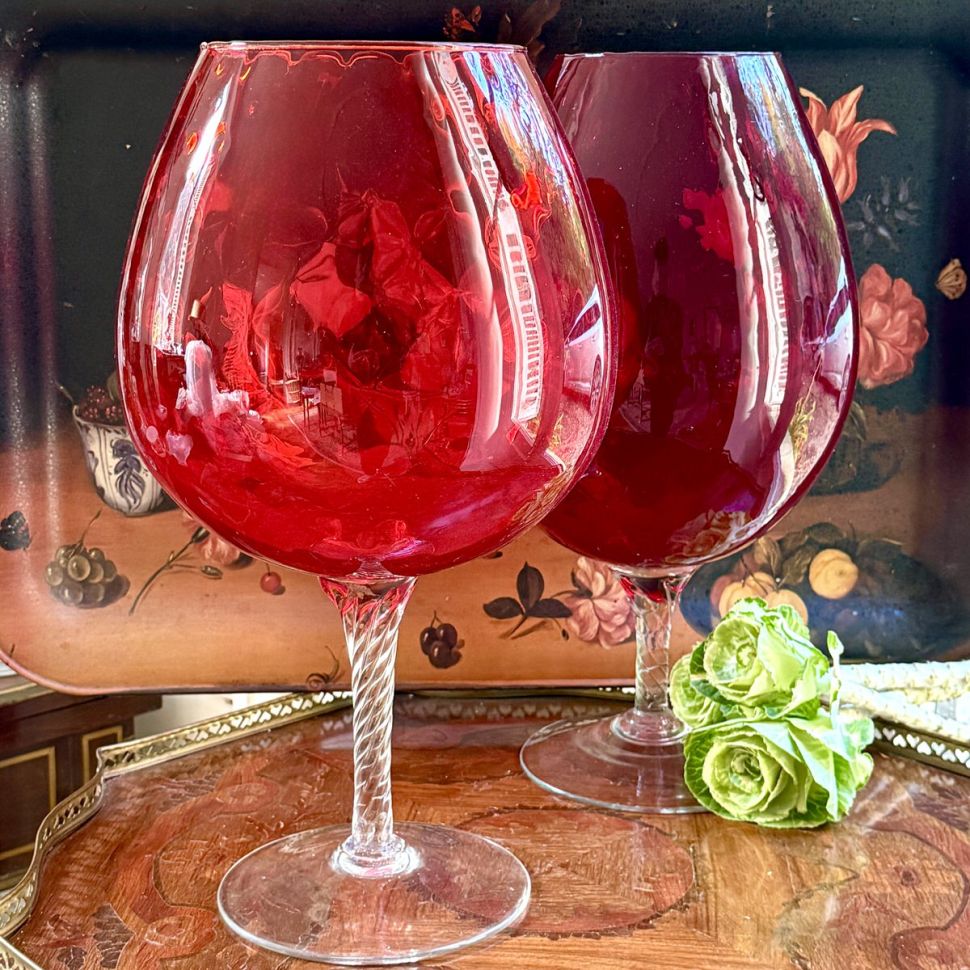 Ваза на ножке Бокал Мурано 28 см хрустальное стекло 