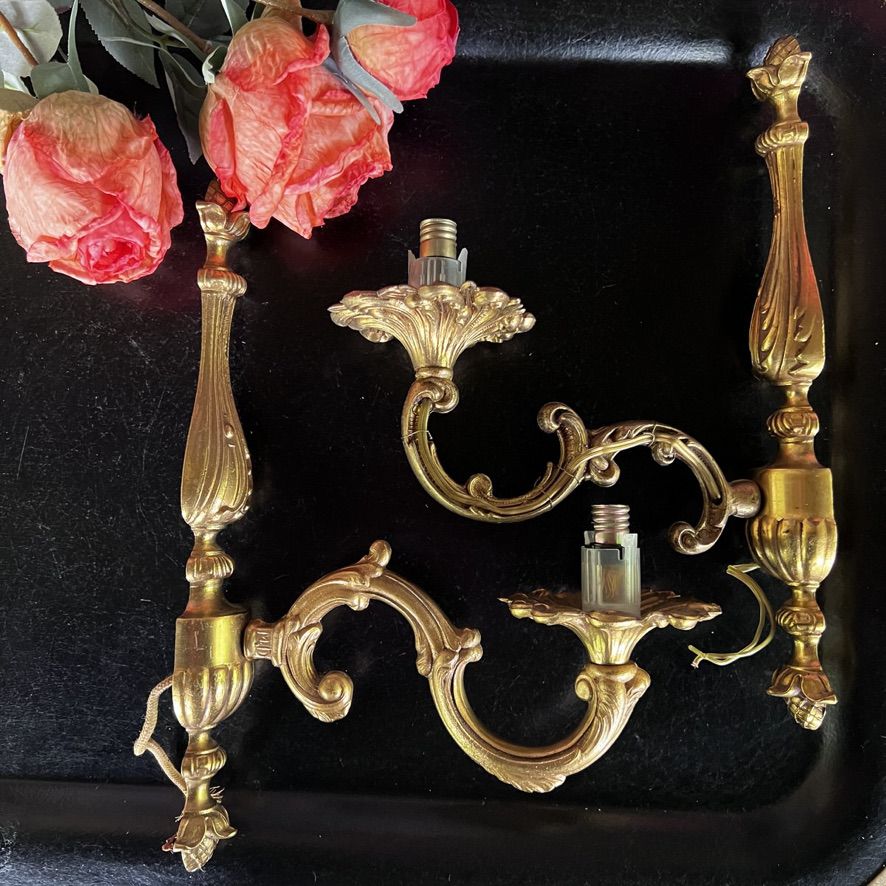 Бра настенное на 1 лампу 29 см латунь Франция