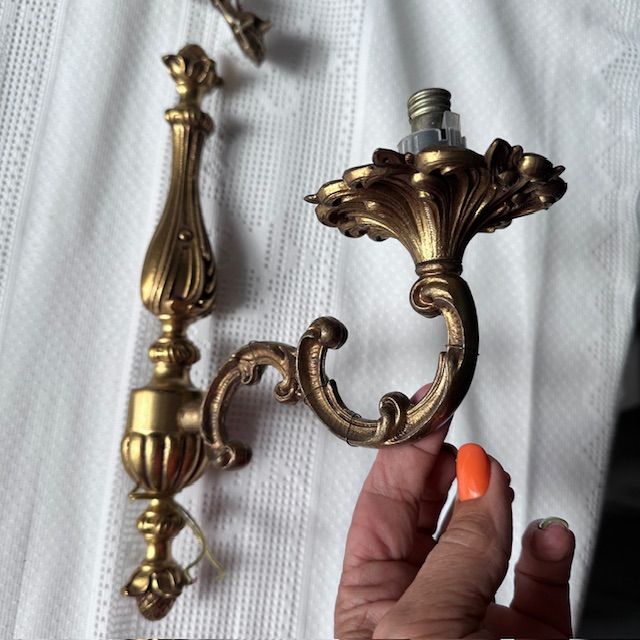 Бра настенное на 1 лампу 29 см латунь Франция