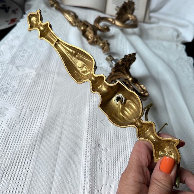 Бра настенное на 1 лампу 29 см латунь Франция