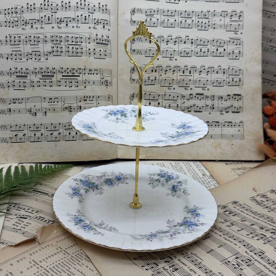 Менажница этажерка Royal Albert Blue Blossom 24 см Англия
