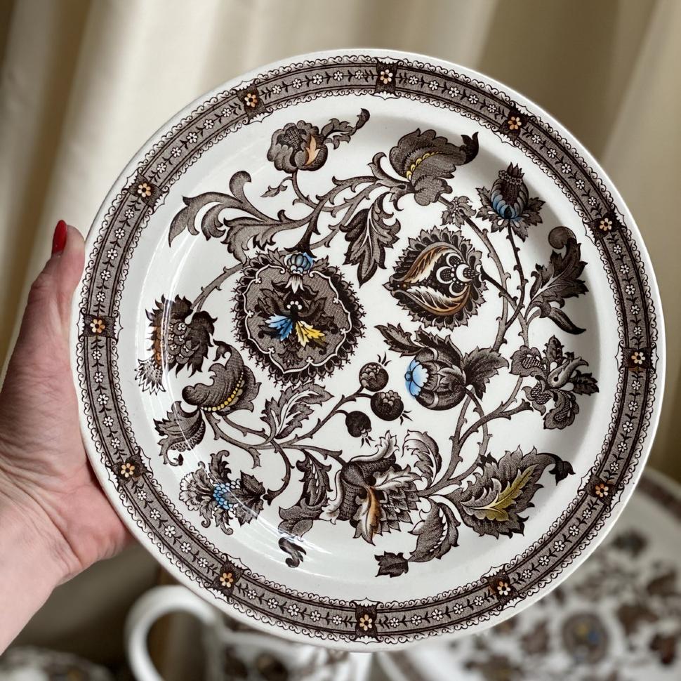 Тарелка глубокая 26 см Англия Staffordshire Ridgway Jacobean Джек бобовое зернышко