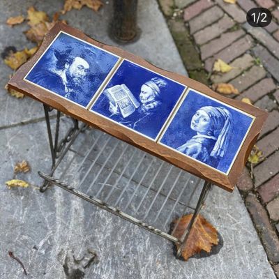 Дровница столик голландские изразцы и ковка