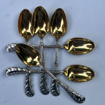 Ложка чайная Роза 14 см мельхиор золочение 