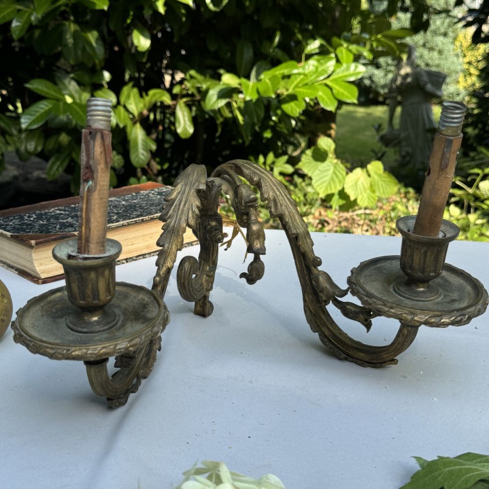 Бра настенное на 2 лампы 32 см бронза Франция      