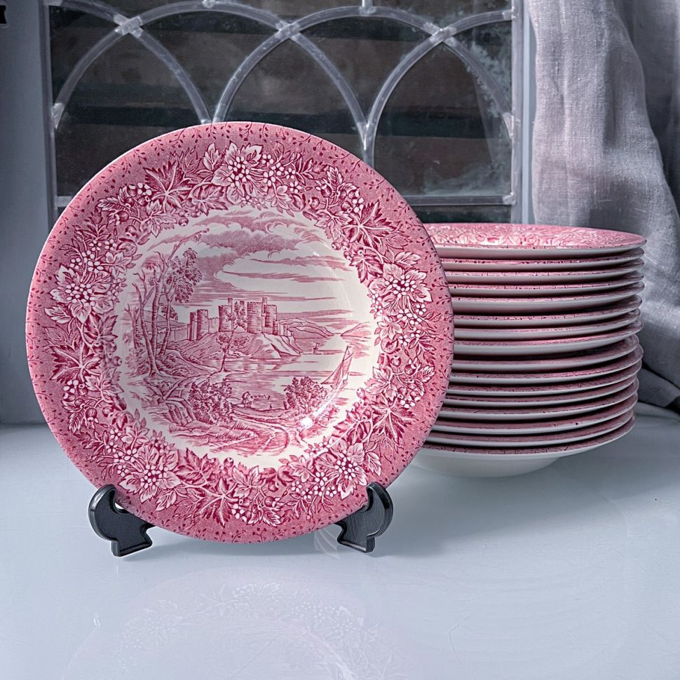 Тарелка глубокая English Ironstone Company красная 22 см Англия