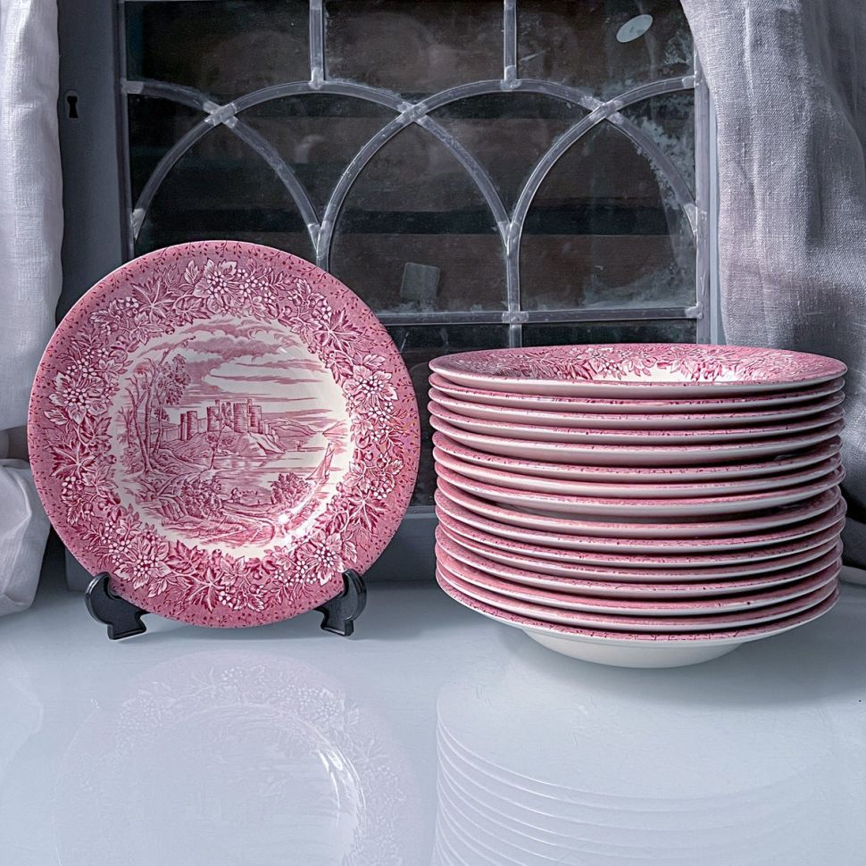 Тарелка глубокая English Ironstone Company красная 22 см Англия