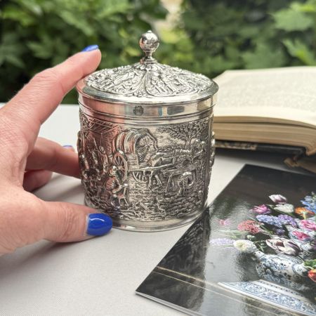 Чайница шкатулка DE 11 см мельхиор серебрение Голландия