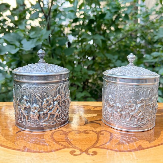 Чайница шкатулка DE 11 см мельхиор серебрение Голландия