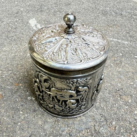 Чайница шкатулка DE 11 см мельхиор серебрение Голландия